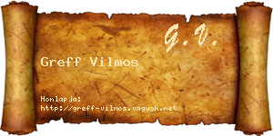 Greff Vilmos névjegykártya